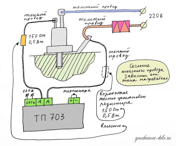 Блок управления муфельной печью. Схема подключения терморегулятора Варта ТП703